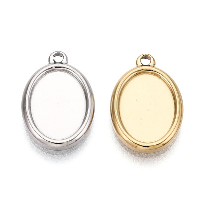 304 Настройки кабошон из нержавеющей стали кулон, ионное покрытие (ip), овальные