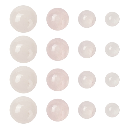 8 pcs 4 cabochons de quartz rose naturel de style, demi-tour / dôme