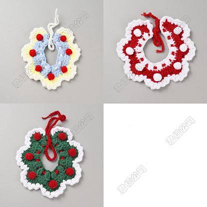 3Pcs 3 Colors Polyester and Cotton Dog Flower Pet Collar, Pet Bib