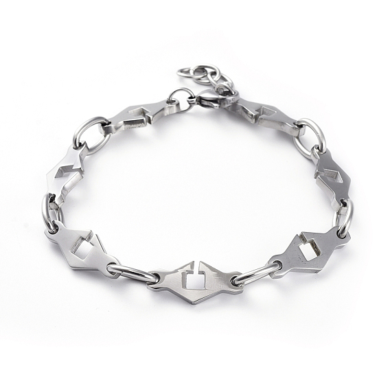 304 Stainless Steel Link Chain Bracelets, with Lobster Claw Clasps