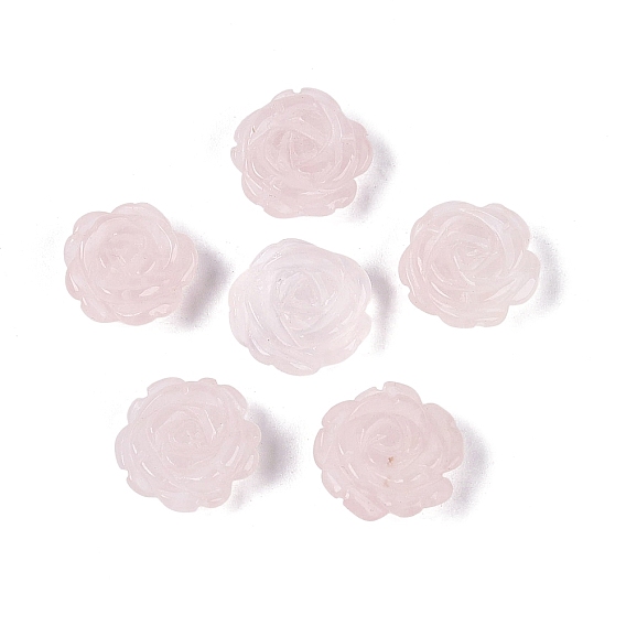Perles sculptées en quartz rose naturel, fleur rose, la moitié foré