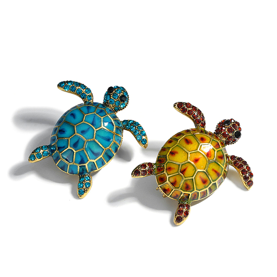 Антикварные броши из золотого сплава, со стразами, булавки с черепаховой эмалью