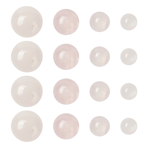 8Pcs 4 Style Natural Rose Quartz Cabochons, Half Round/Dome