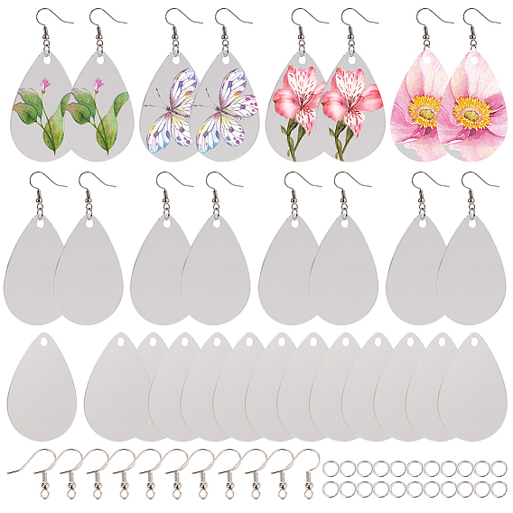 DIY Earring Making, with Acrylic Big Pendants, Brass Earring Hooks, Iron Jump Rings, Teardrop