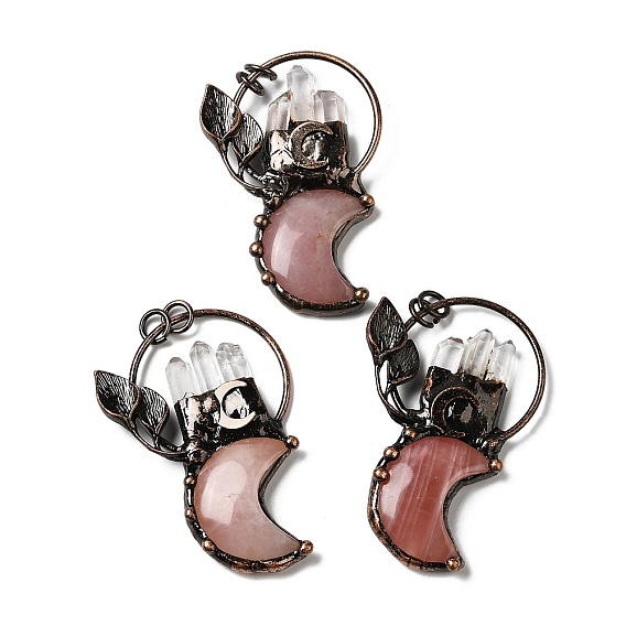 Драгоценный камень большие кулоны, подвески с цветами и луной, с красной медью, без кадмия и без свинца