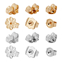 304 Stainless Steel Ear Nuts, Earring Backs, Flat Round with Flower