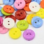 Acrylic Buttons, Plastic Buttons, 2-Hole, Dyed, Flat Round/Animal Face