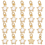 12Pcs Brass Charms, with Shell, Real 18K Gold Plated, with Jump Ring