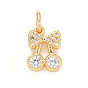 Eco-Friendly Brass Micro Pave Cubic Zirconia Pendants, with Jump Ring, Long-Lasting Plated, Lead Free & Cadmium Free, Cherry