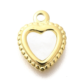 Ion Plating(IP) 304 Stainless Steel Pave Shell Heart Charms