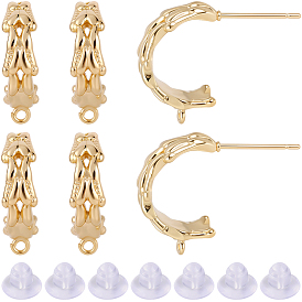 10 шт. латунные серьги-гвоздики, без никеля , c-образный, с петлей, 10 гайки ушные пластиковые