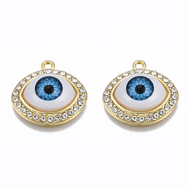 Стойки обшивки сплава эмали подвески, с кристально горный хрусталь, золотой свет, без кадмия, без никеля и без свинца, злые глаза