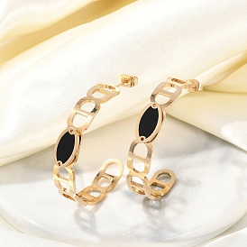 Вакуумное покрытие 304 серьги из нержавеющей стали, с эмалью, цепочка-оберег