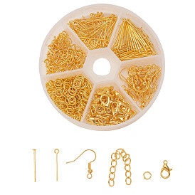 DIY-Schmuck-Kits, inklusive eiserner Flachkopfstifte & Sprungringe & Enden mit Drehketten, Messing-Augennadel & Ohrringhaken, Zink Legierung Karabinerverschlüsse Karabinerverschluss