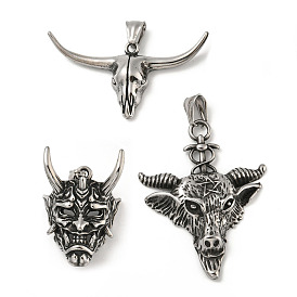 316 Surgical Stainless Steel Big Pendants, Cattle Head Charm