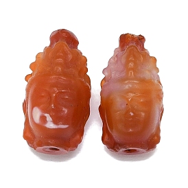 Natural Agate Beads, Dyed & Heated, Carved Buddha Head Beads