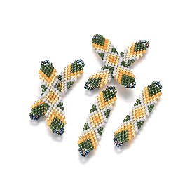 MIYUKI & TOHO Handmade Japanese Seed Beads Links, Loom Pattern, Shuttle Shape