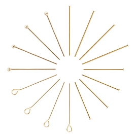 ARRICRAFT Brass Flat Head Pins & Ball Head Pins & Eye Pins, Long-Lasting Plated, Cadmium Free & Nickel Free & Lead Free