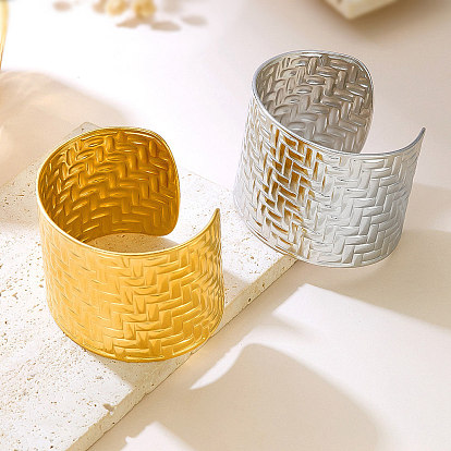 Плетеные 304 браслеты-манжеты из нержавеющей стали для женщин