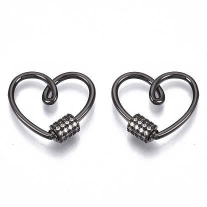 Латунь микропаве прозрачный кубический цирконий винт карабин брелоки, для изготовления ожерелий, сердце, без никеля 