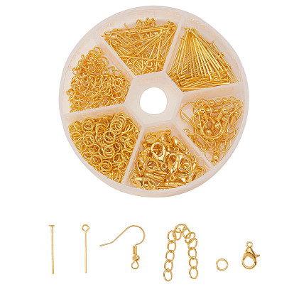 DIY-Schmuck-Kits, inklusive eiserner Flachkopfstifte & Sprungringe & Enden mit Drehketten, Messing-Augennadel & Ohrringhaken, Zink Legierung Karabinerverschlüsse Karabinerverschluss