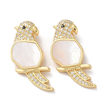 Pendentifs en laiton zircon cubique transparent, sans cadmium et sans plomb, avec coquille, réel 18 k plaqué or