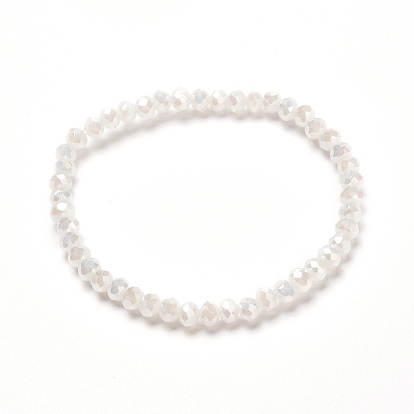 Facettierte Glasrondelle Perlen Stretcharmband für Kinder, nachgemachtes Jade-Glasarmband
