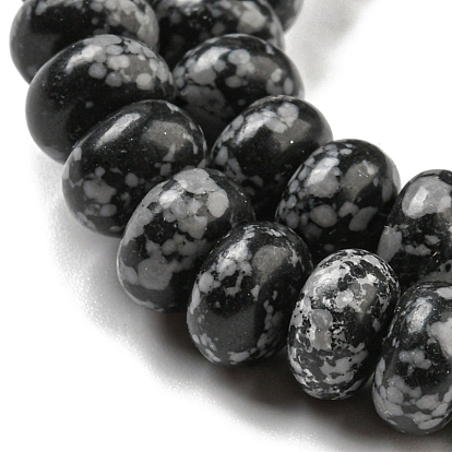 Synthetic Snowflake Obsidian Beads Strands, Rondelle