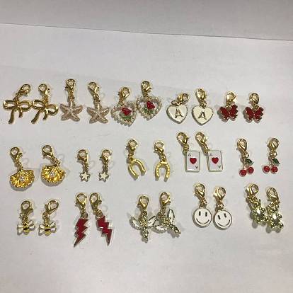26Pcs 13 Styles Alloy Enamel Shoe Charms, with Alloy Lobster Claw Clasps, Mixed Shapes