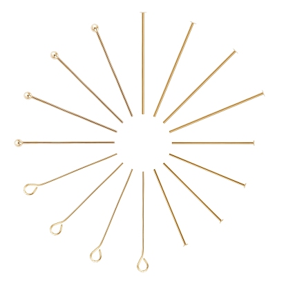 Brass Flat Head Pins & Ball Head Pins & Eye Pins, Long-Lasting Plated, Cadmium Free & Nickel Free & Lead Free