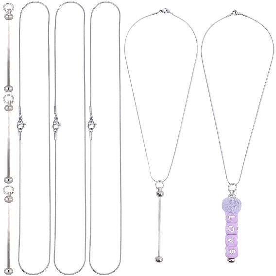 6шт. 304 цепочки из нержавеющей стали в форме змеи, с 6шт. железных прутьев, брелоков с бусинами