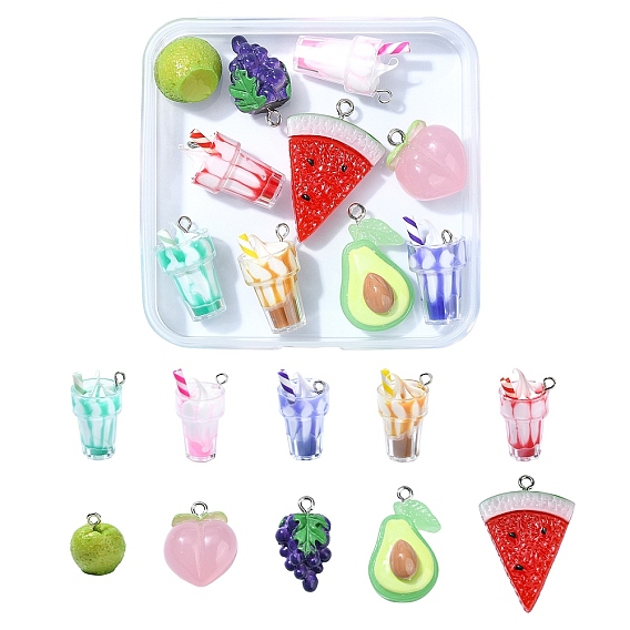 10 стильные подвески из непрозрачной смолы, с железной петлей с платиновым покрытием, разнообразные