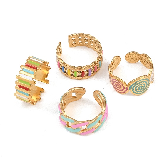 304 открытые кольца-манжеты из нержавеющей стали для женщин, с эмалью