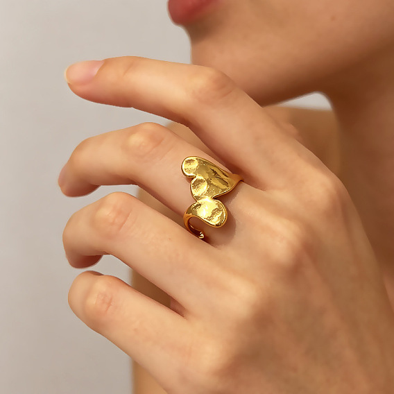 304 Anillos abiertos de acero inoxidable para mujer., pepitas