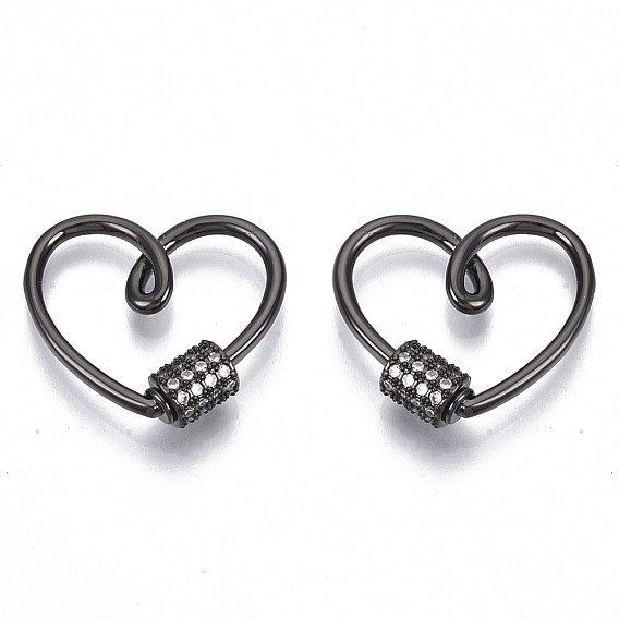 Латунь микропаве прозрачный кубический цирконий винт карабин брелоки, для изготовления ожерелий, сердце, без никеля 