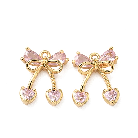 Латунные микро проложить кубического циркония прелести, без никеля , бант и вишня