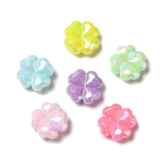 Непрозрачные акриловые бусины, с покрытием AB цвета, клевер
