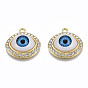 Rack Plating Alloy Enamel Pendants, with Crystal Rhinestone, Light Gold, Cadmium Free & Nickel Free & Lead Free, Evil Eye