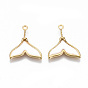 Natural Freshwater Shell Pendants, with Brass Findings, Nickel Free, Whale Tail Shape, Seashell Color