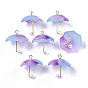 Acrylic Pendants, with Golden Plated Brass Loops and ABS Plastic Imitation Pearl, Umbrella
