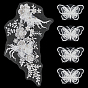 4Pcs Cotton Lace Clothing Patches, Butterfly, with 1Pc Net Fabric Clothing Patches, Flower