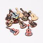 2-Hole Guitar Printed Wooden Sewing Buttons, 36x18x3mm, Hole: 2mm