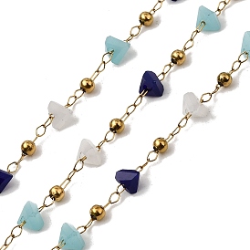 Ручная работа 304 треугольные звенья из нержавеющей стали и стекла, пайки, с 316 цепями и катушкой из нержавеющей стали, ионное покрытие (ip)