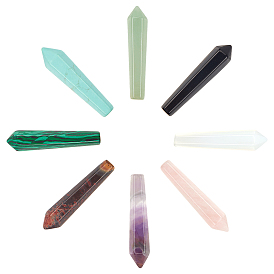 Faceted Gemstone Bullet Pointed Beads, No Hole/Undrilled