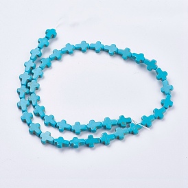 Synthetic Turquoise Beads Strands, Cross, Dyed