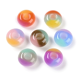 Triple Color Resin European Beads, Large Hole Beads, Imitation Cat Eye, Rondelle