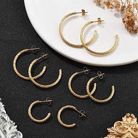 304 серьги-гвоздики из нержавеющей стали c-образной формы, ионное покрытие (ip)