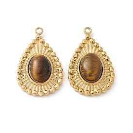 304 подвески из нержавеющей стали, слезинки, с глаз тигра, ионное покрытие (ip)