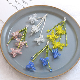 Glass Seed Braided Beaded Big Pendant, Flower Charms