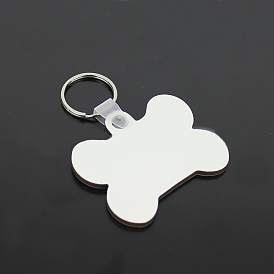 Sublimation Double-Sided Blank MDF Keychains, with Bone Shape Wooden Hard Board Pendants and Iron Split Key Rings